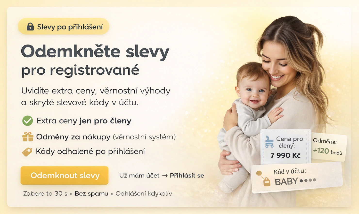 Odemkněte slevy pro registrované