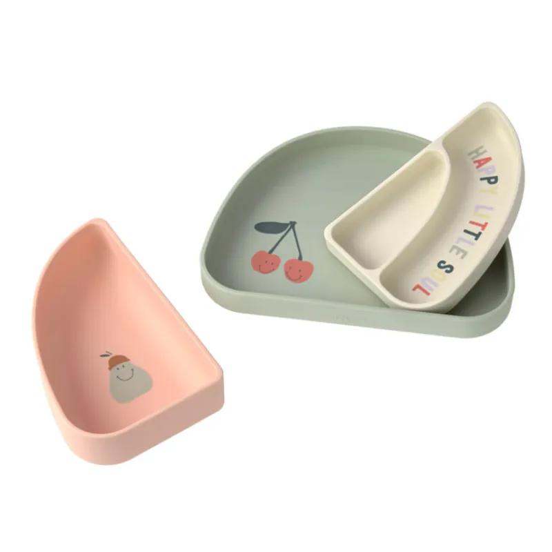 Lässig Dish Set Silicone Section Happy Fruits