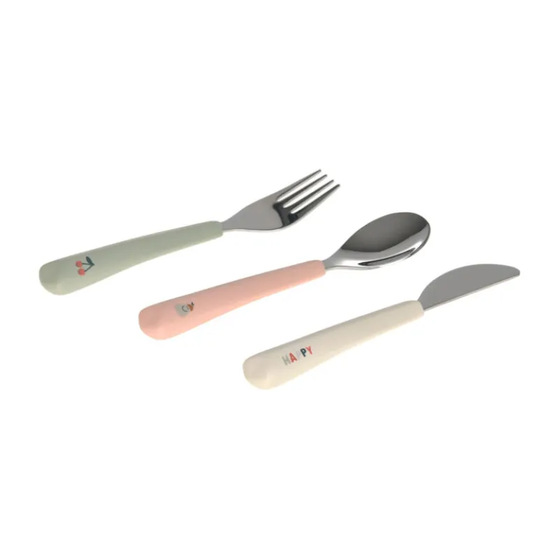 Lässig Cutlery with Silicone Handle 3pcs Happy Fruits