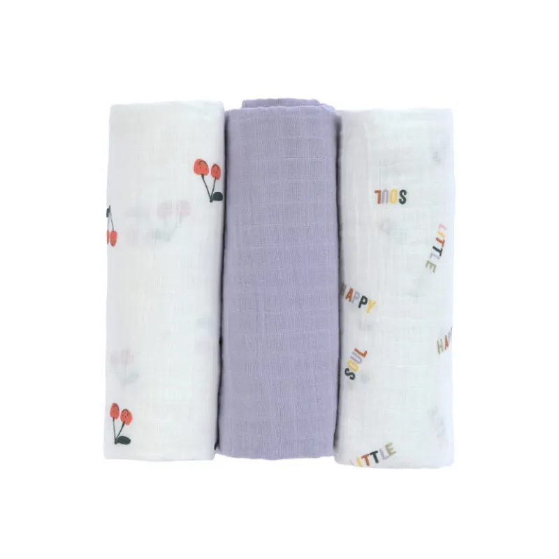 Lässig Swaddle Burp blanket 85x85 Happy Fruits