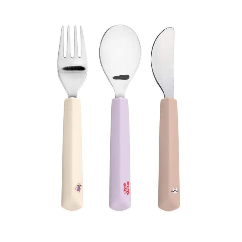LÄSSIG Cutlery with Silicone Handle 3pcs Tiny Team