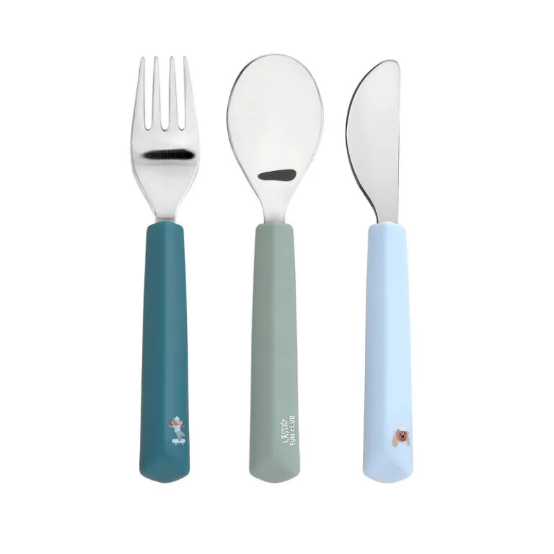 LÄSSIG Cutlery with Silicone Handle 3pcs Tiny Team